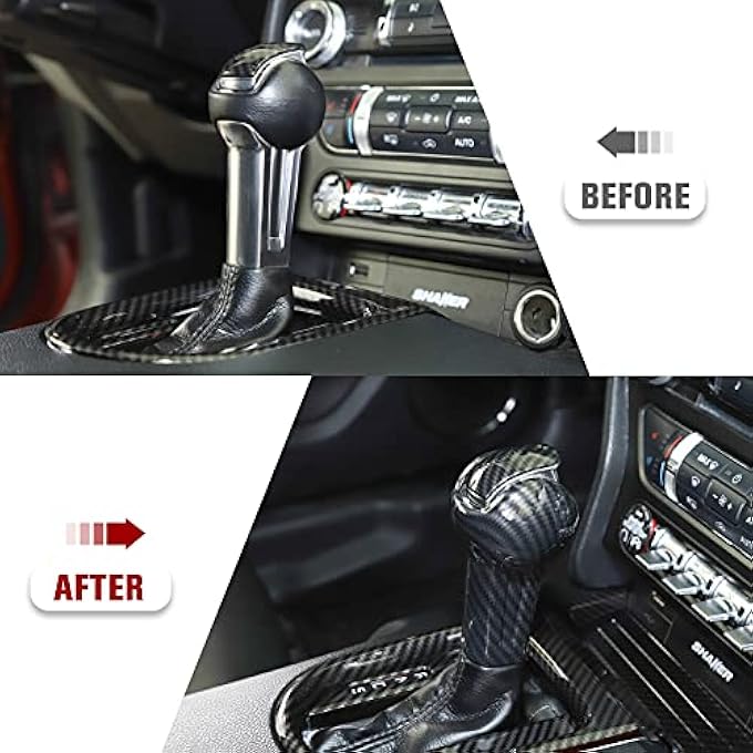 ريحني ملحقات الداخل لغطاء مقبض ناقل الحركة من ألياف الكربون RTTCZ لفورد موستانج 2015 2016 2017 2018 2019 2020 2021 - Image 5