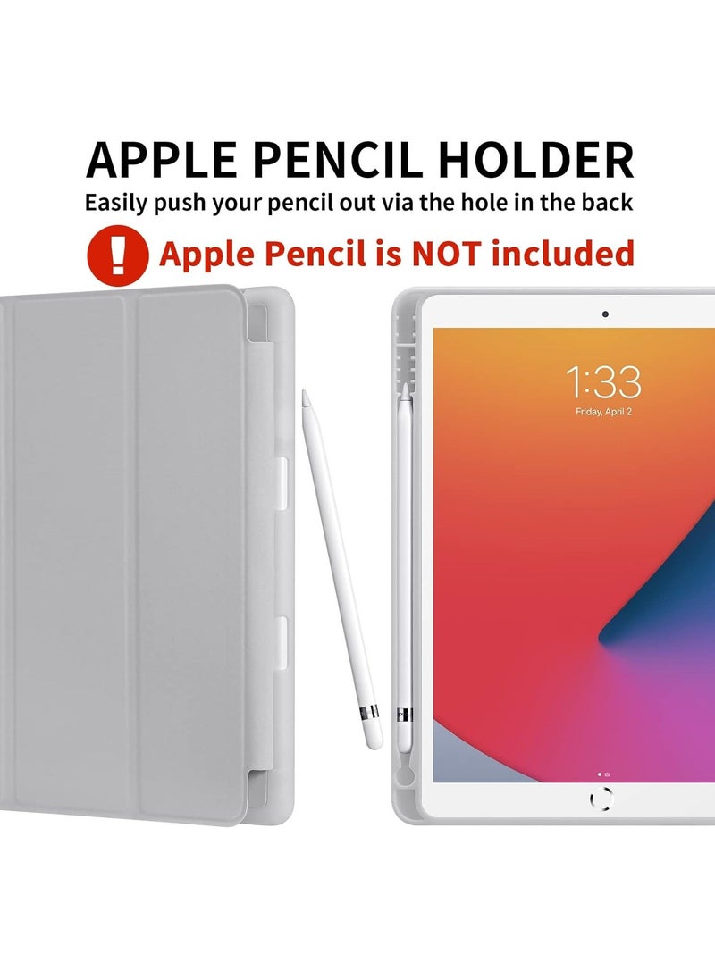 vesus iPad 9th/8th/7th Generation Case (2021/2020/2019) - iPad 10.2-Inch Case with Pencil Holder, Slim Soft TPU Back Smart Magnetic Stand (Light Gray) - Image 3