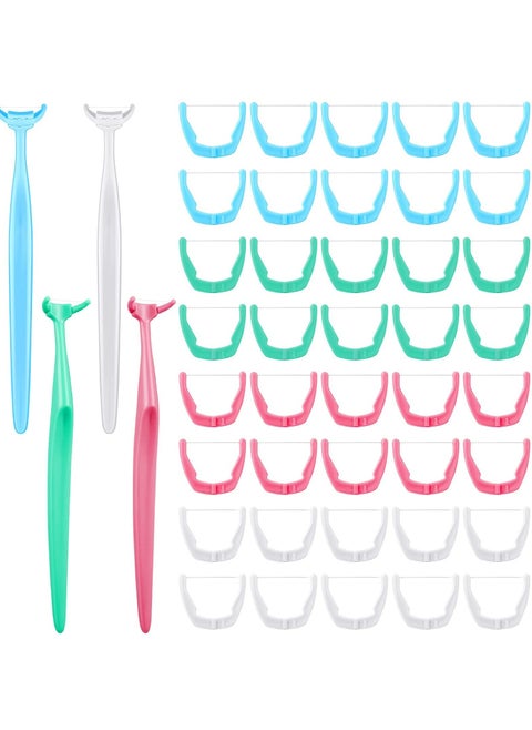 Dental Floss, Refill Heads Reusable Dental Flosser, Handle with Refill Heads Unflavored Colorful Interdental Toothpick Flosser, for Adult Kid Teeth Cleaning, 4 Colors (400 Pieces)