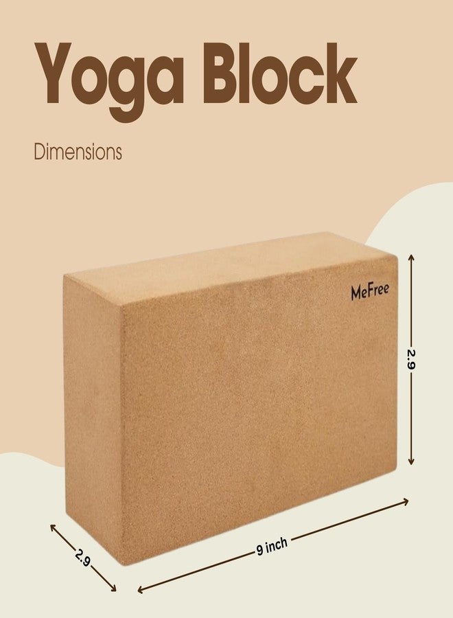 MeFree Cork Yoga Block | Set of 2 I Eco-Friendly, Non-Slip Yoga Brick | Ideal for Balance, Stability, Alignment, & Stretching | 23 x 7.42 x 12.7 cm (Brown) - Image 5