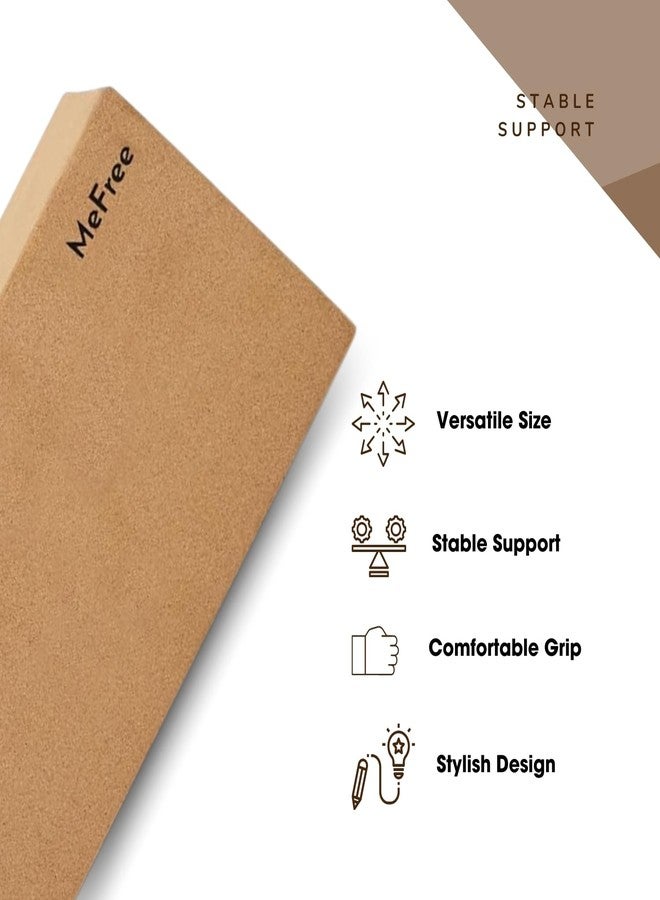 MeFree Cork Yoga Block | Set of 2 I Eco-Friendly, Non-Slip Yoga Brick | Ideal for Balance, Stability, Alignment, & Stretching | 23 x 7.42 x 12.7 cm (Brown) - Image 3