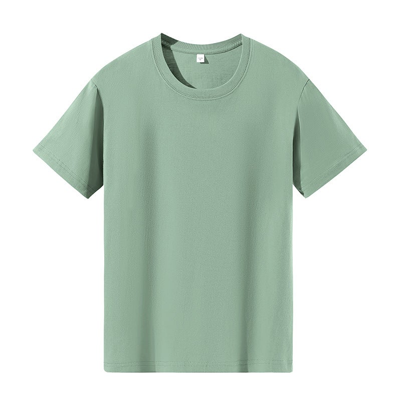 Summer New Style 100 Cotton Round Neck Short-Sleeved T-Shirt for Men and Women, Work Clothes, Team Class Uniforms, Printed Logo Tops Bean green