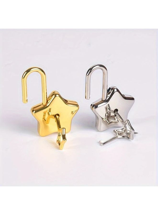 Silvery Star Shaped Zinc Alloy Padlock With Keys - Image 2