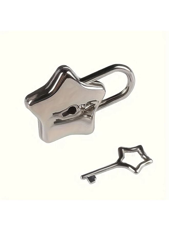 Silvery Star Shaped Zinc Alloy Padlock With Keys - Image 3