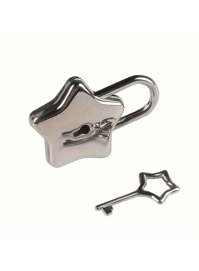 Silvery Star Shaped Zinc Alloy Padlock With Keys - Image 1