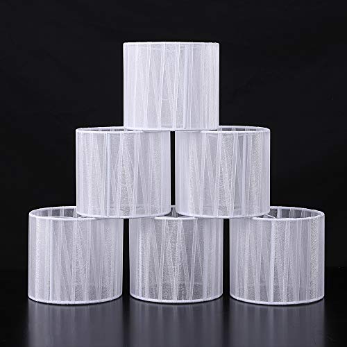 Wellmet Small Chandelier Lamp Shades,ONLY FOR CANDLE BULBS,Clip-on Fitter White Lamp Shades,Set of 6, 5.5"x5.5"x 5", Gauze White - Image 1