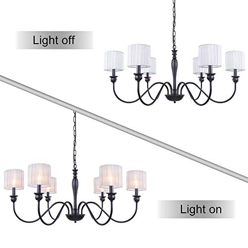 Wellmet Small Chandelier Lamp Shades,ONLY FOR CANDLE BULBS,Clip-on Fitter White Lamp Shades,Set of 6, 5.5"x5.5"x 5", Gauze White - Image 4