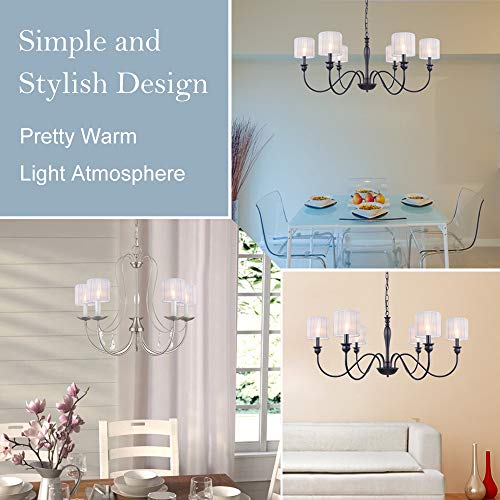 Wellmet Small Chandelier Lamp Shades,ONLY FOR CANDLE BULBS,Clip-on Fitter White Lamp Shades,Set of 6, 5.5"x5.5"x 5", Gauze White - Image 5