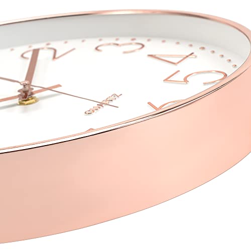 Foxtop Modern Wall Clock 12 Inch Non-Ticking Silent Battery Operated Round Quartz Rose Gold Wall Clock for Office Bedroom Living Room Kitchen Home School Decor - Image 4