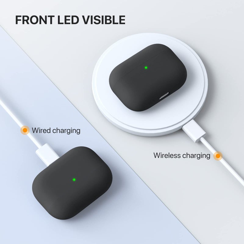 Miracase Designed for AirPods Pro Case (2019),[Three-Layer Upgraded Protection] Soft Skin Friendly Liquid Silicone Case Cover,Black - Image 4