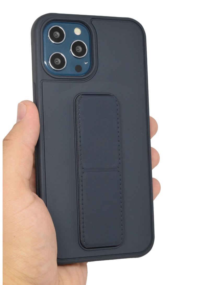 BORTONY iPhone 12 Pro Max Case Silicone Camera Protected Shockproof With Finger Grip Stand Cover - Image 1