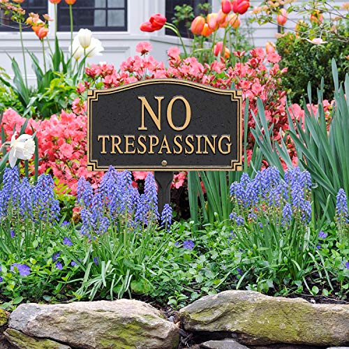 Whitehall Products No Trespassing Wall/Lawn Statement Plaque, Black/Gold - Image 5