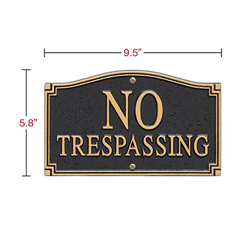 Whitehall Products No Trespassing Wall/Lawn Statement Plaque, Black/Gold - Image 2