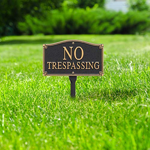 Whitehall Products No Trespassing Wall/Lawn Statement Plaque, Black/Gold - Image 4