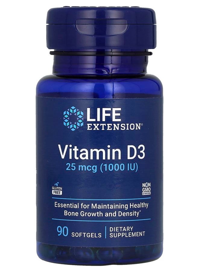 Life Extension Vitamin D3 25 mcg (1000 IU) 90 Softgels 
