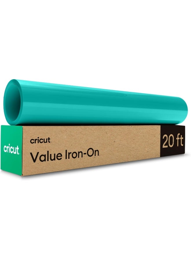 Cricut® Value Iron-On, Teal (12 in x 20 ft)- HTV Heat Transfer Vinyl - Image 1