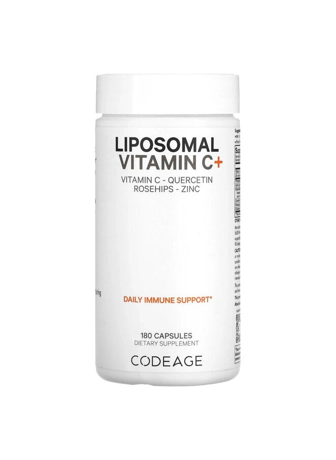 Codeage Vitamins, Liposomal Vitamin C+, Vitamin C, Quercetin, Rosehips, Zinc, 180 Capsules  - Image 1