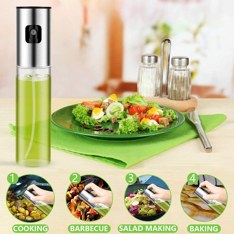 hedrix Oil Sprayer for Cooking Olive Oil Sprayer Oil Dispenser Mister with Extended Nozzle and Precise Scale Design 100ML and 200ML Oil Spray Bottle for Kitchen BBQ Grilling and Roasting - Image 2
