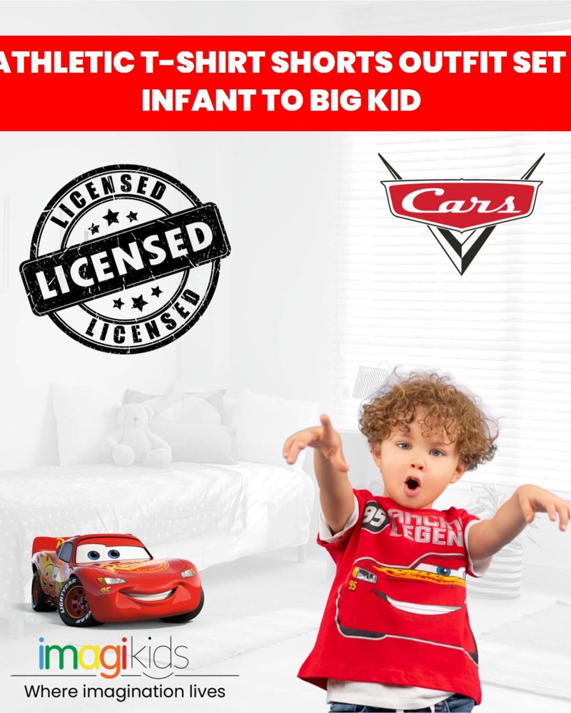 Disney Pixar Cars Lightning McQueen Toddler Boys T-Shirt Mesh Shorts Set Black/Red 4T - Image 4
