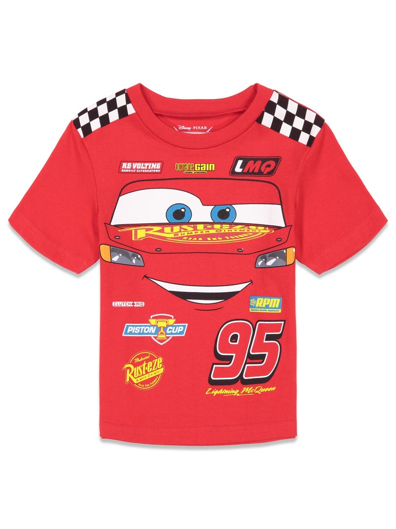 Disney Pixar Cars Lightning McQueen Toddler Boys T-Shirt Mesh Shorts Set Black/Red 4T - Image 2