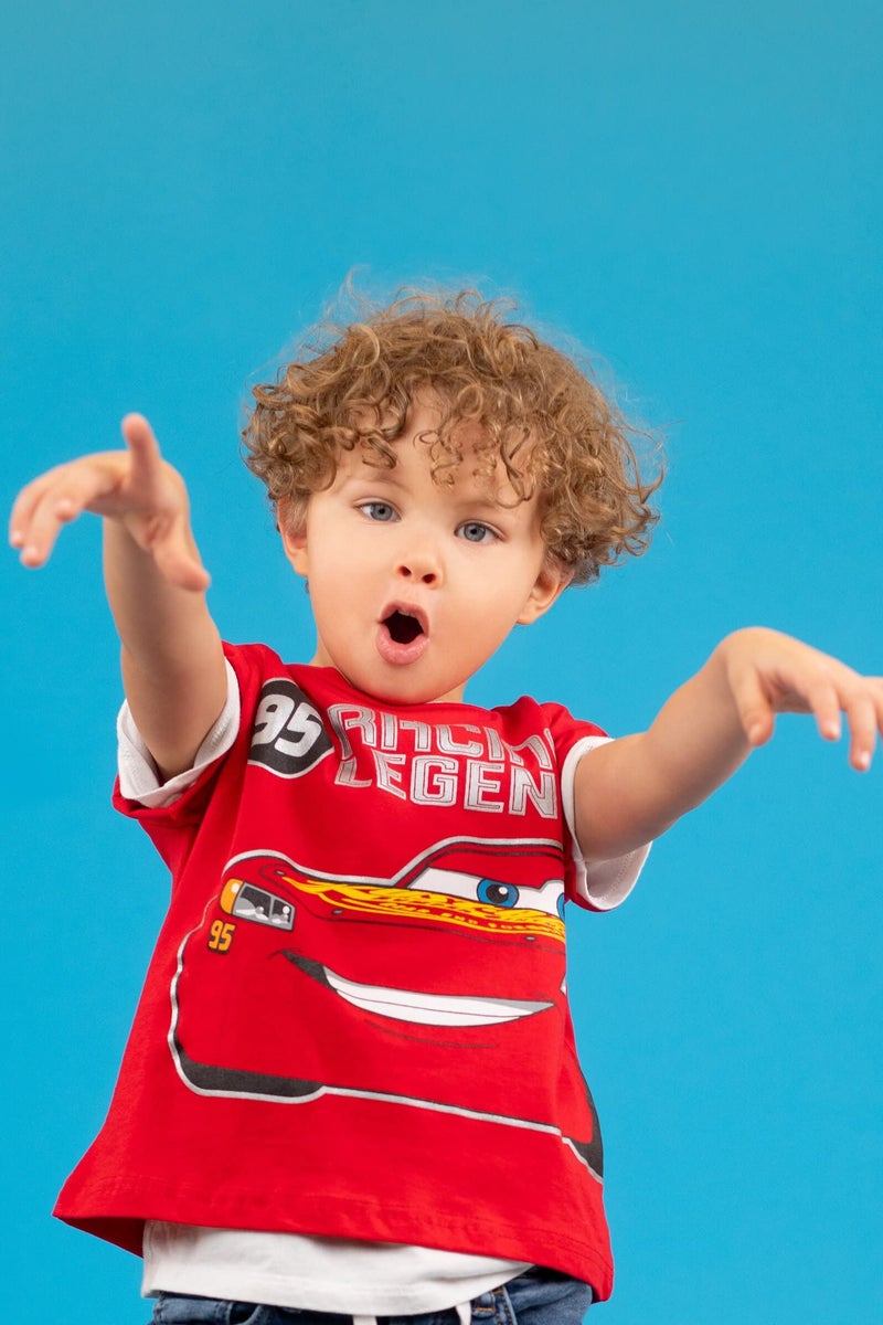 Disney Pixar Cars Lightning McQueen Toddler Boys T-Shirt Mesh Shorts Set Black/Red 4T - Image 5
