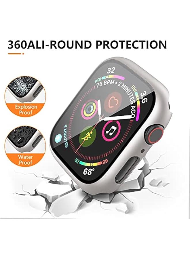 3 Pack Case for Apple Watch Series 10 42mm Hard PC Case with Tempered Glass Screen Protector Waterproof Anti-Scratch Ultra-Thin Protective Cover for iWatch, Black/Rose Gold/Starlight - Image 4