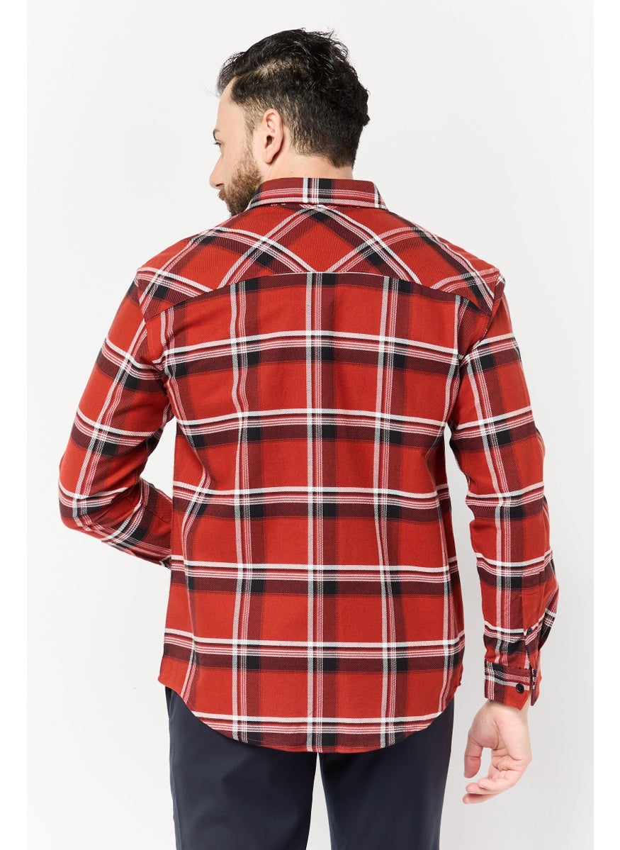 Selected Homme Men Regular Fit Long Sleeves Plaid Drop Shoulder Casual Shirt, Multicolor  - Image 4