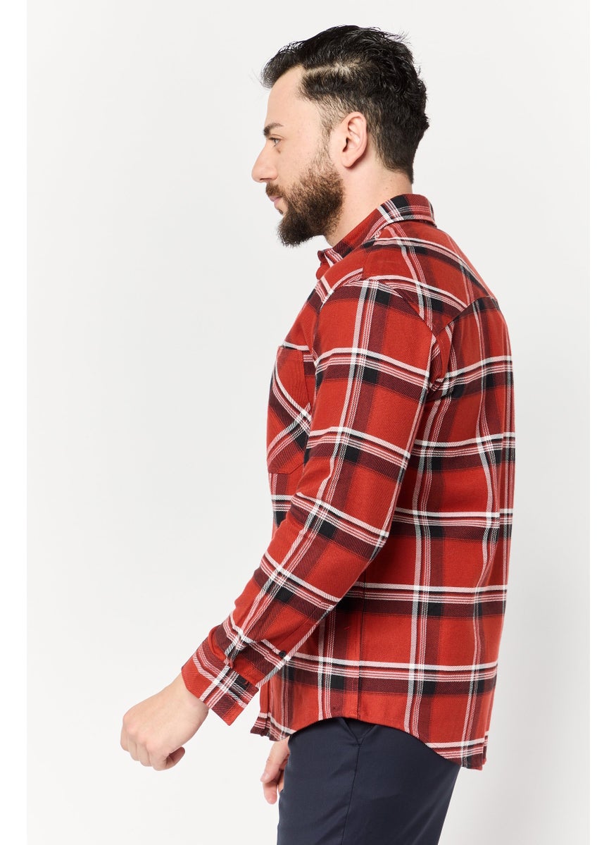 Selected Homme Men Regular Fit Long Sleeves Plaid Drop Shoulder Casual Shirt, Multicolor  - Image 3