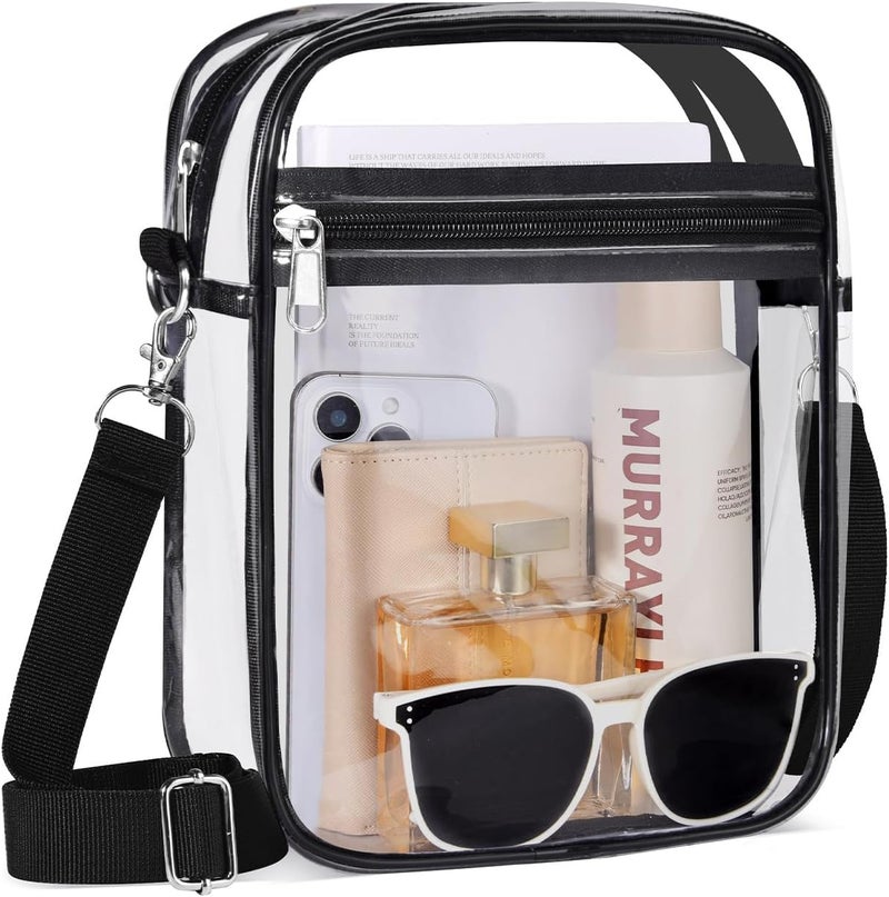 Fibrdoo Clear Crossbody Purse Bag, Clear Bag Stadium Approved with Front Pocket for Concerts Sports Festivals - Image 1
