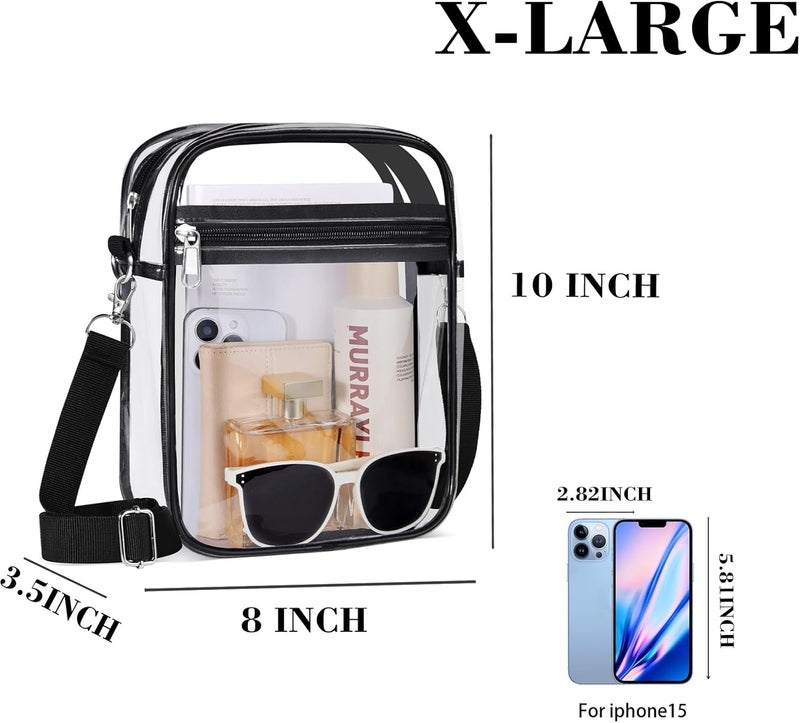 Fibrdoo Clear Crossbody Purse Bag, Clear Bag Stadium Approved with Front Pocket for Concerts Sports Festivals - Image 2
