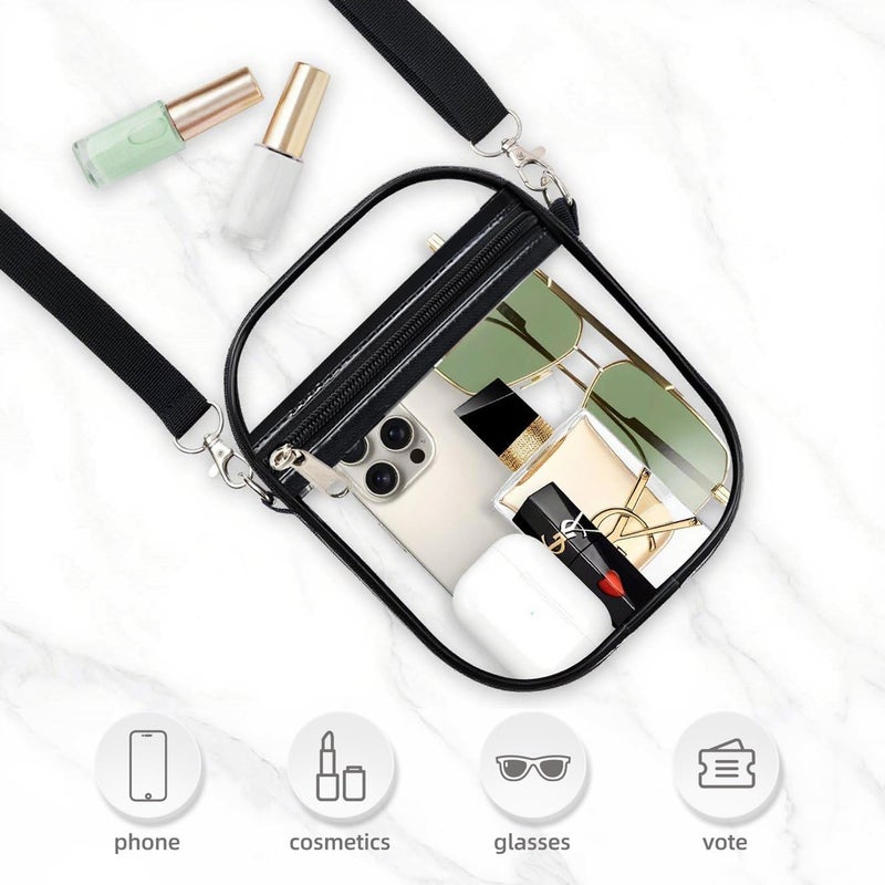 Fibrdoo Clear Crossbody Purse Bag, Clear Bag Stadium Approved with Front Pocket for Concerts Sports Festivals - Image 4