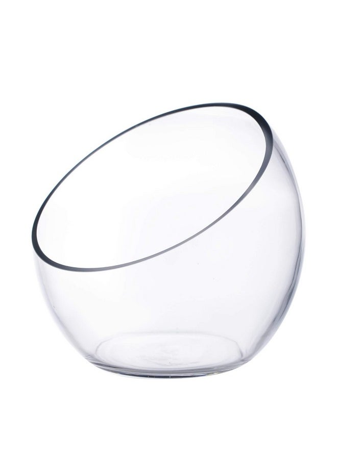 CYS EXCEL Glass Slant Cut Bubble Bowl (H-8" W-9") | Multiple Size Choices Slanted Globe Bowl Terrarium | Round Flower Vase Centerpiece  - Image 1