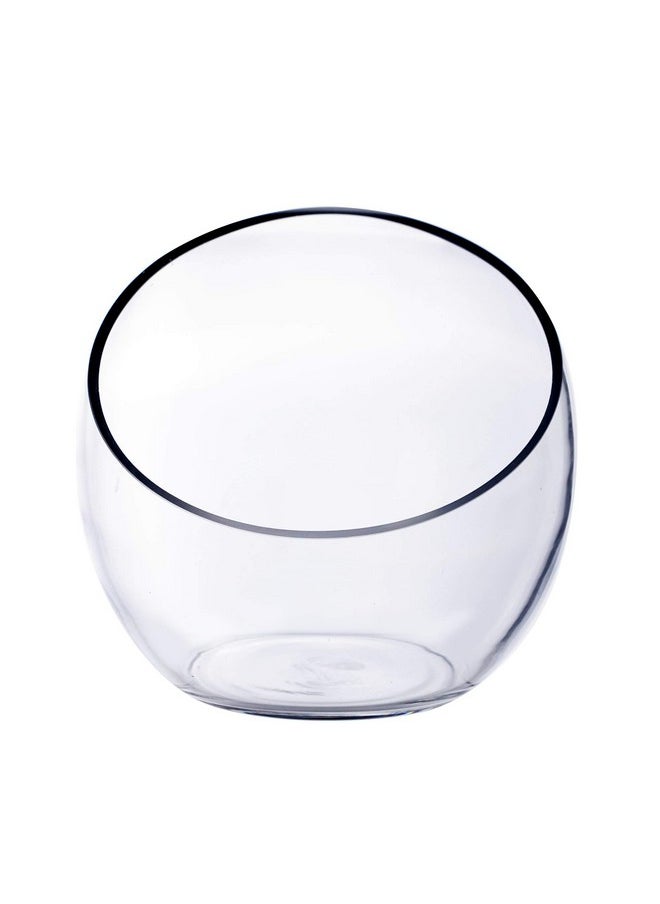 CYS EXCEL Glass Slant Cut Bubble Bowl (H-8" W-9") | Multiple Size Choices Slanted Globe Bowl Terrarium | Round Flower Vase Centerpiece  - Image 5