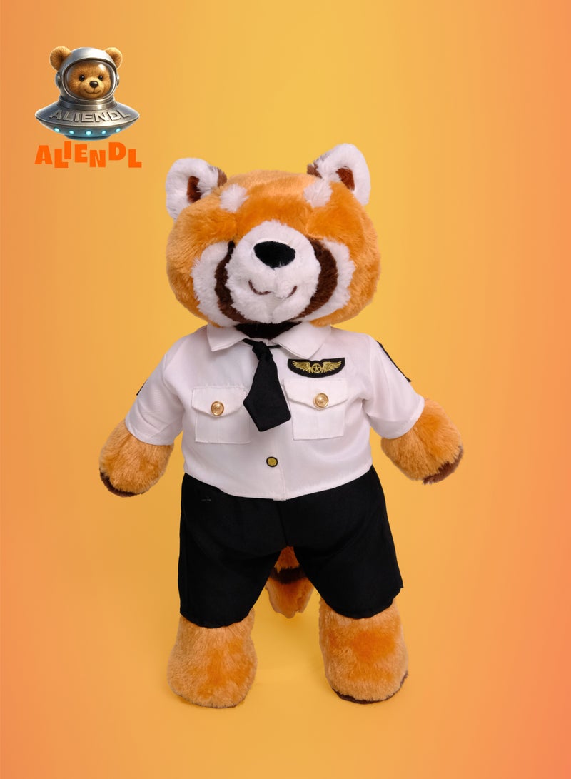 ALIENDL Cozy Raccoon – Plush Raccoon Stuffed Animal Toy for Baby Kids, Soft Cute Pilot Raccoon Doll Gift Set with Removable Uniform Outfit & Pouch, Perfect Gift for Kids, Boys, Girls, Friends & Couples - Image 2