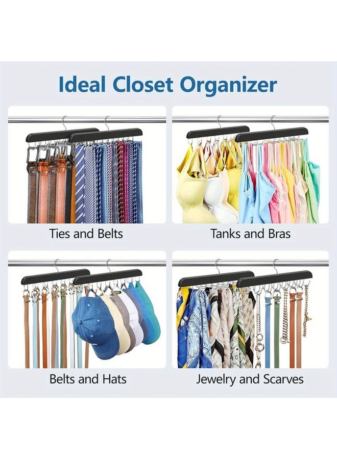 2pcs Wooden Tie And Belt Rack Organizer Holds 42 Belts 60 Ties Closet Storage - Image 5