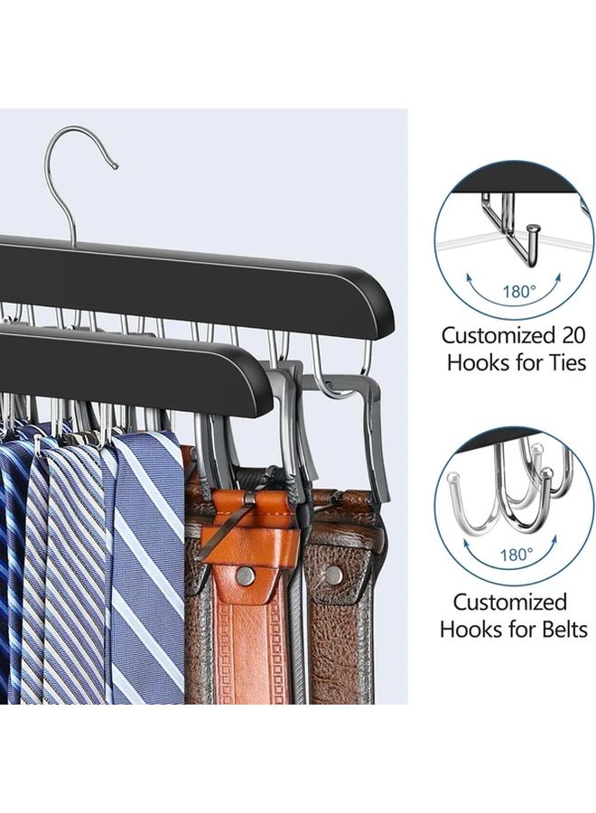 2pcs Wooden Tie And Belt Rack Organizer Holds 42 Belts 60 Ties Closet Storage - Image 4