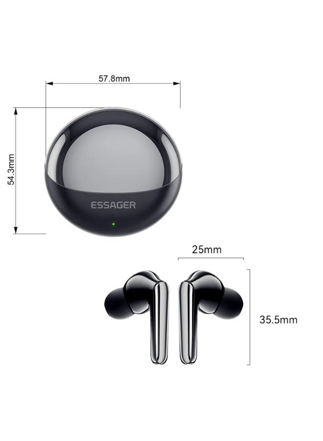 ESSAGER Noise Reduction Bluetooth-compatible Headset In-Ear Wireless Headphone TWS Earphone - Black - Image 4