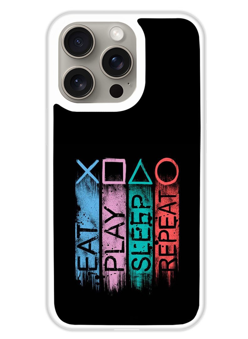Theodor Protective Case Cover For APPLE IPHONE 15 Pro Eat Pla (White Bumper) - Image 1