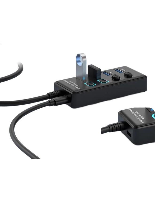 Union Star Ulinkstar Usb 3.0 Hub Splitter Extender 4 Ports 30Cm With Switch For Laptop Desktop Computer Expansion Dock Multi-Port Hub U304-0.3 - Image 1