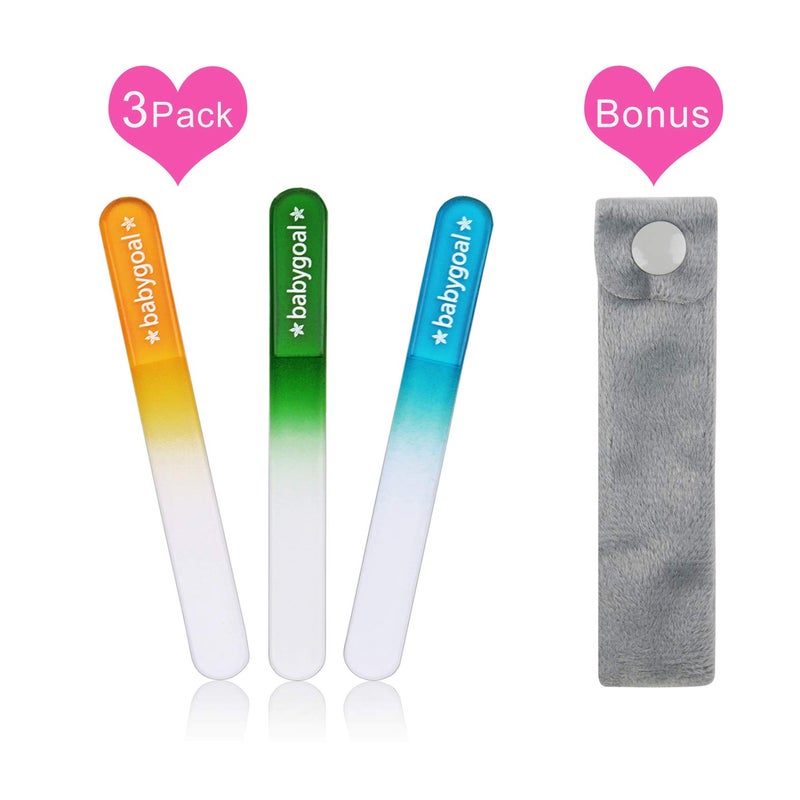 Babygoal Baby Nail Files 3 Pack,Newborn Nail Files with a Pouch,Genuine Czech Float Glass, Gift for Newborns,Toddlers,Infant, Babies &Young Children 3NF02 - Image 2