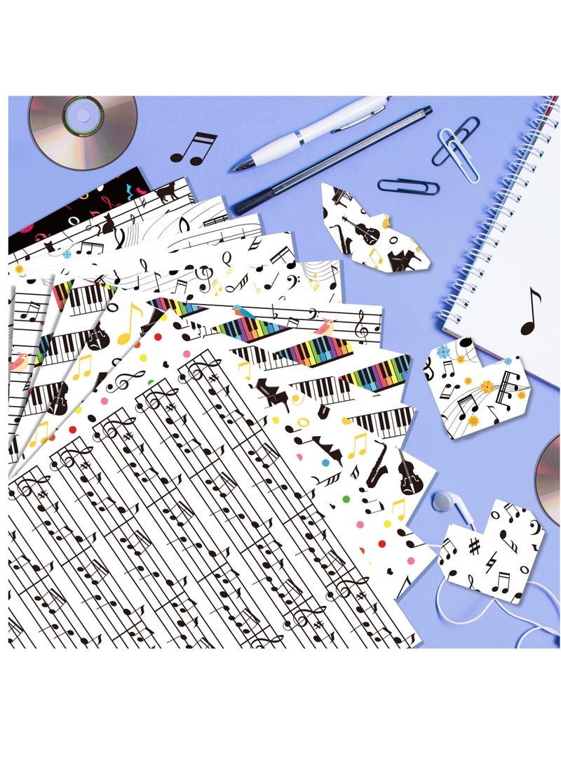 Excefore 24 Sheets Musical Notes Scrapbook Paper Pad Double-Sided Black White Music Themed Pattern Decorative Craft Paper for Card Making Photo Album Journal DIY Craft, 11.8'' x 11.8'' - Image 4