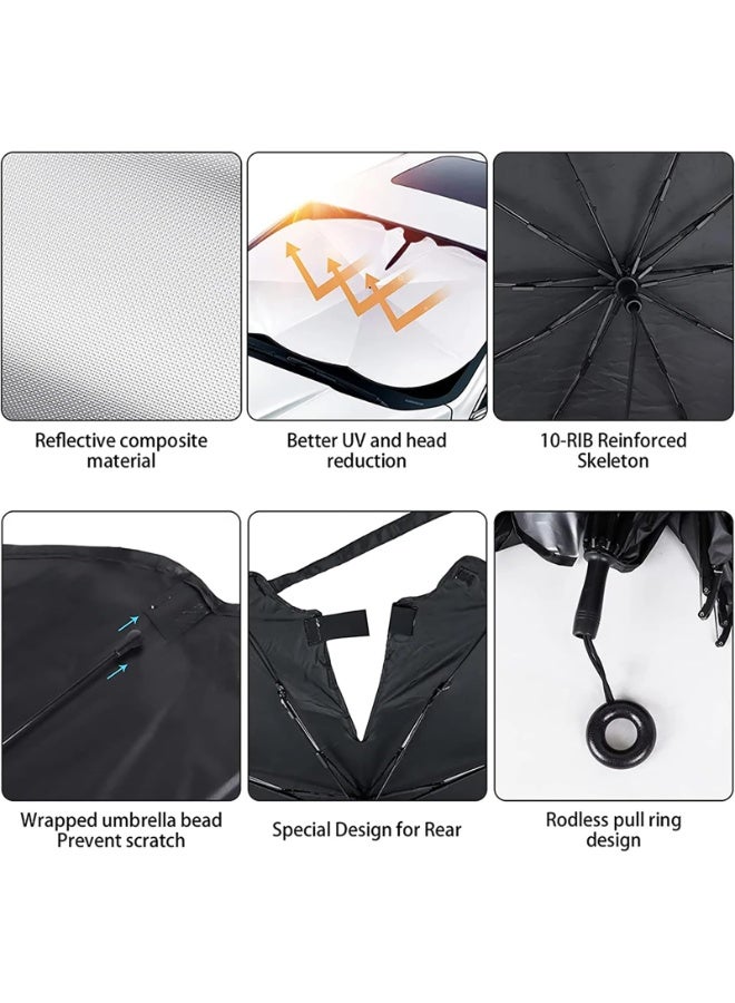 NAKODU Car Windshield Sunshade - 52"x31" [5 Layers Anti UV Coating] Foldable Sun Cover for Auto Car, Car Sunshade, Windshield Sun Shade Umbrella for Car, Sedan, SUV - Image 5