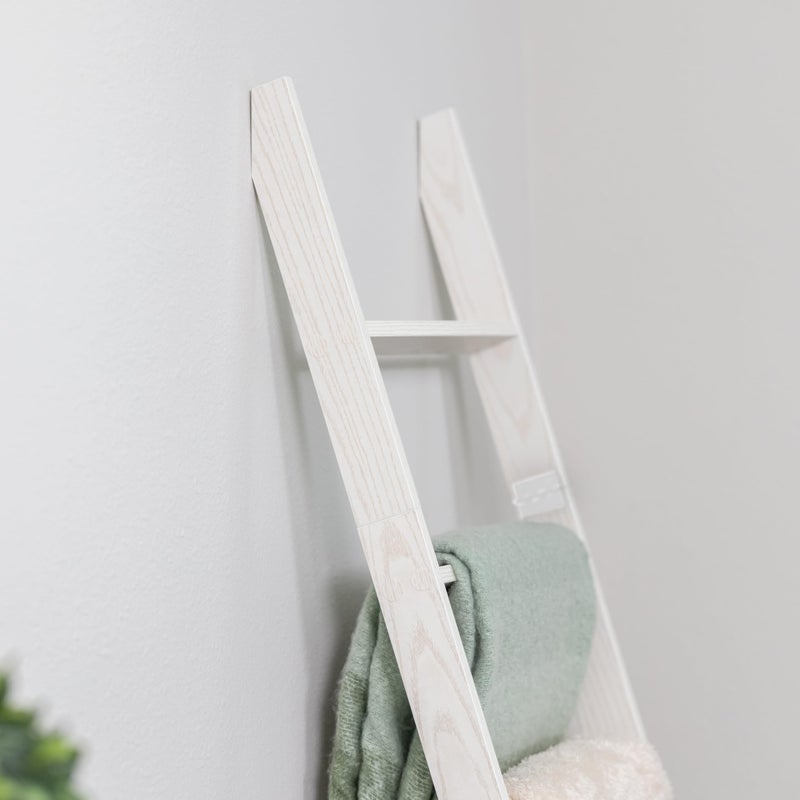 RELODECOR Blanket Ladder for Living Room and Bedroom, 5ft 8 inch, 6-Tier Wall Leaning Laminate Snag Free Construction (White) Rustic Decorative Farmhouse Blanket Storage, Quilt Rack, Ladder Shelf, Easy Assembly - Image 5