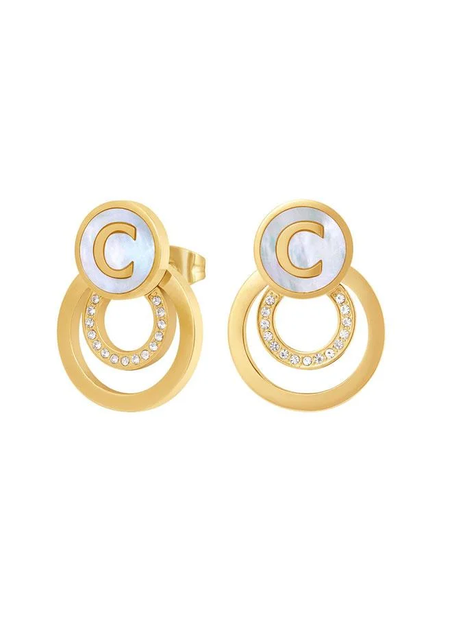 Elena Gold Plated Stainless Steel Stud Earrings for Women 16mm