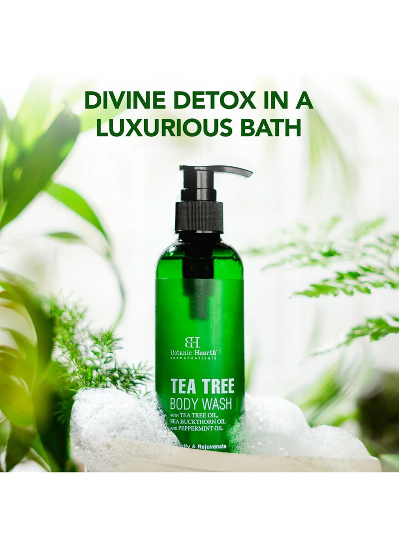 Botanic Hearth Botanic Hearth Tea Tree Body Wash with Sea Buckthorn Oil , Peppermint Oil | Detoxifies & Rejuvenates | Long Lasting Fragrance | Sulphate & Paraben Free | Shower Gel for Men and Women | 245ml