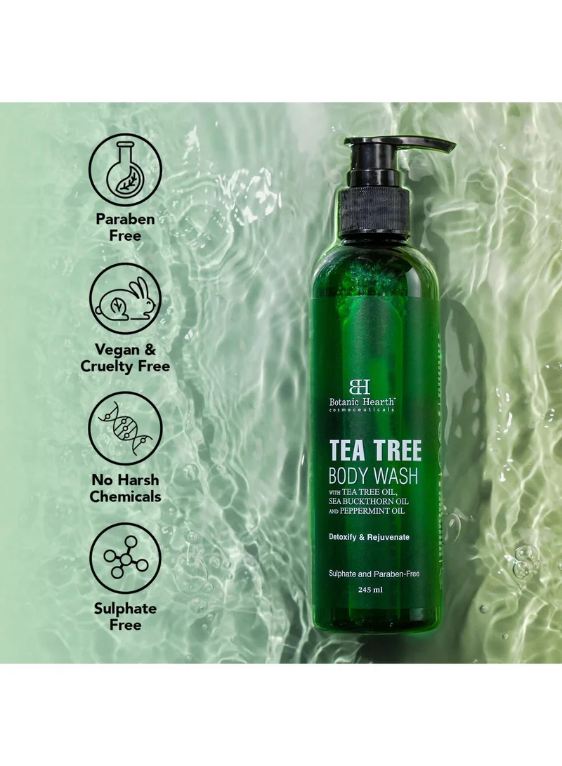 Botanic Hearth Botanic Hearth Tea Tree Body Wash with Sea Buckthorn Oil , Peppermint Oil | Detoxifies & Rejuvenates | Long Lasting Fragrance | Sulphate & Paraben Free | Shower Gel for Men and Women | 245ml