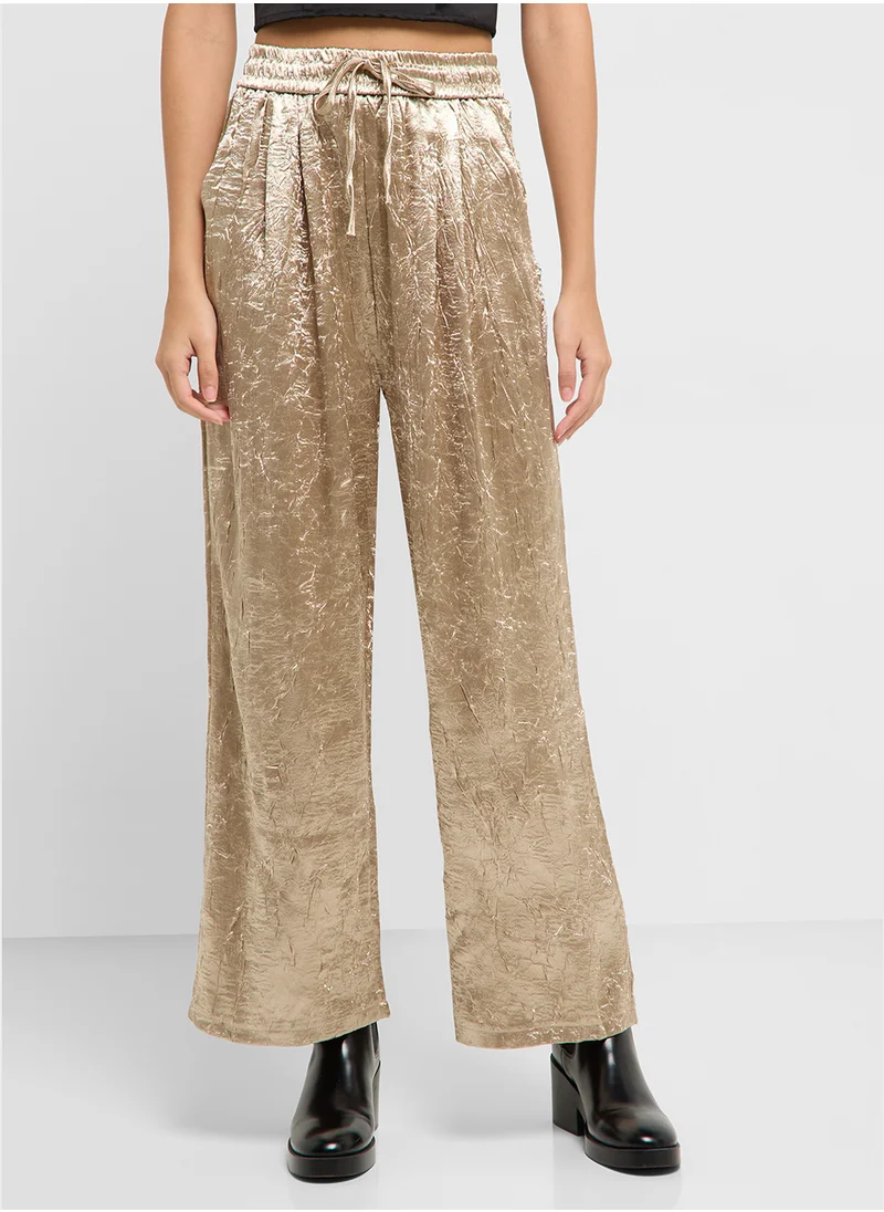 Ginger Gold Metallic Wide Leg Pants