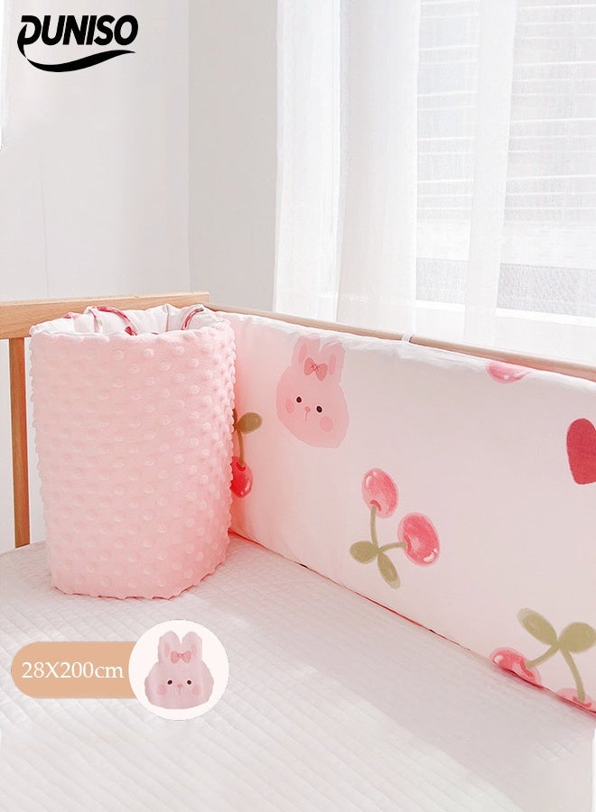 DUNISO وسادة حافة سرير الأطفال، لف سرير الأطفال مبطن، وسادة حماية سرير الأطفال، ناعمة، قابلة للتنفس، مضادة للاصطدام، مناسبة لحماية سياج السرير، 28*200 سم - Image 1