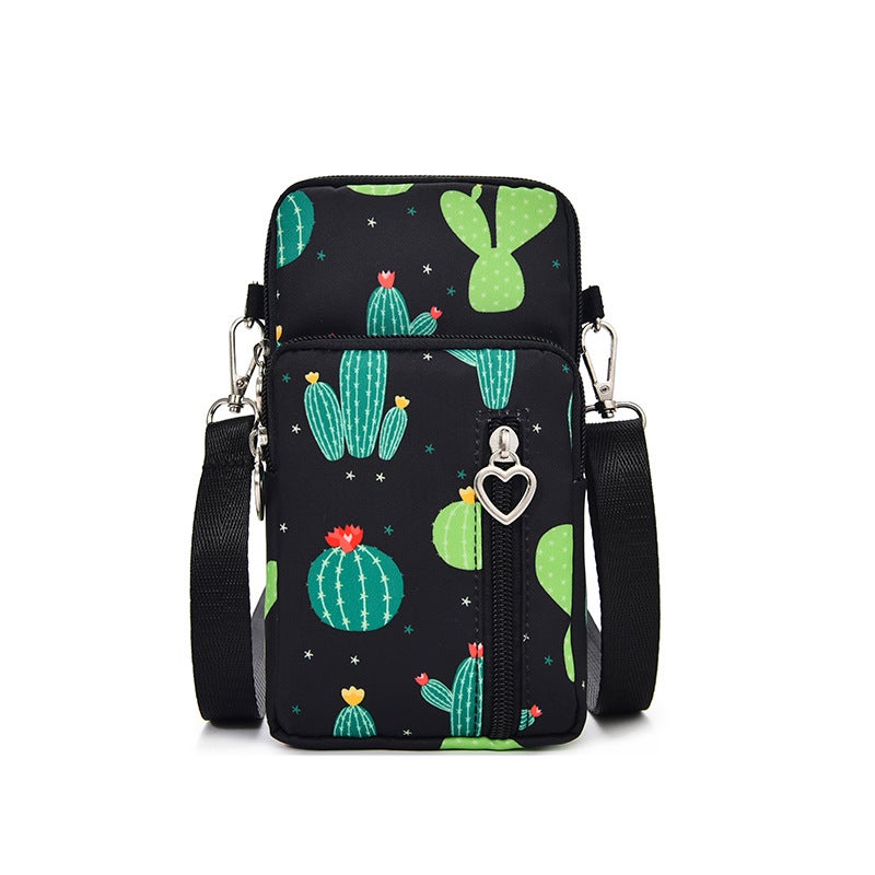 Crossbody Phone Bag Mini Pouch for Women Water Resistant Fabric Lightweight Multi Way Carry Wrist Shoulder Coin Purse Splash Proof Cell Phone Holder Adjustable Strap, Large 19cm Height, Cactus - Image 1