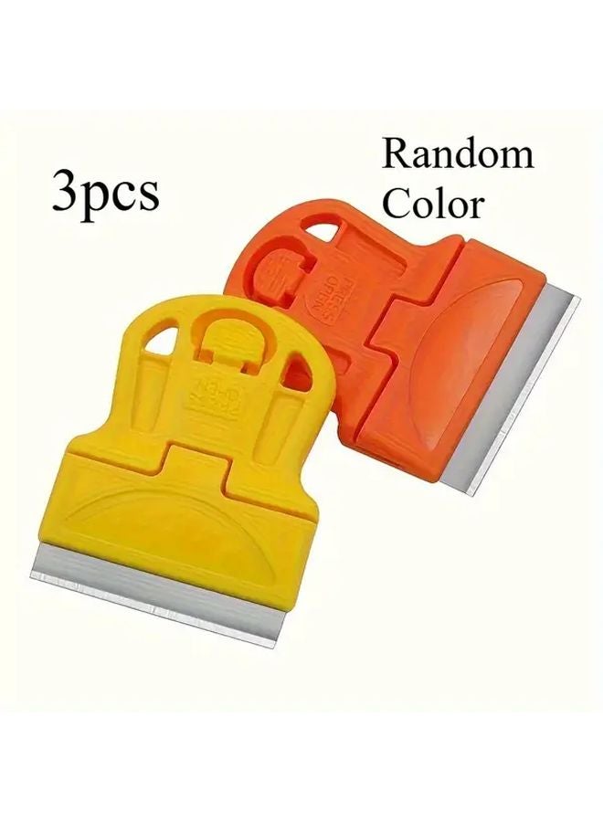 3pcs Random Color Mini Razor Blade Scraper Removes Decals Stickers Glue Paint Labels - Image 1